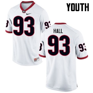 Youth Carson Hall White UGA #93 College Jerseys