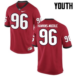 Youth DaQuan Hawkins-Muckle Red Georgia #96 Stitch Jersey