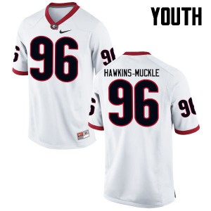 Youth DaQuan Hawkins-Muckle White Georgia #96 Player Jersey