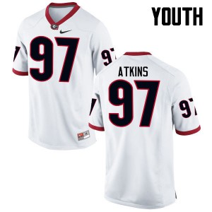 Youth John Atkins White UGA #97 Stitched Jersey