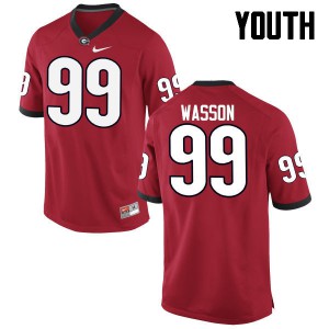 Youth Mitchell Wasson Red University of Georgia #99 Player Jerseys