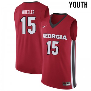 Youth Sahvir Wheeler Red Georgia #15 NCAA Jersey