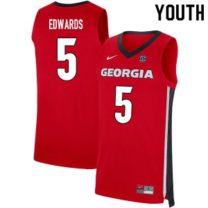 Youth Anthony Edwards Red Georgia Bulldogs #5 Alumni Jerseys