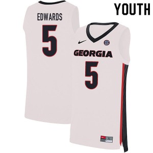 Youth Anthony Edwards White University of Georgia #5 Player Jerseys