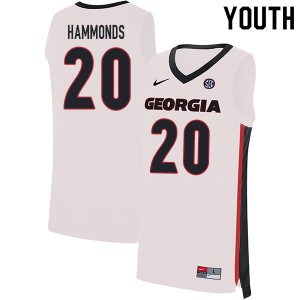 Youth Rayshaun Hammonds White Georgia Bulldogs #20 Embroidery Jerseys