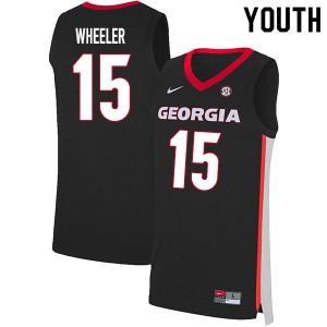 Youth Sahvir Wheeler Black Georgia Bulldogs #15 Embroidery Jersey