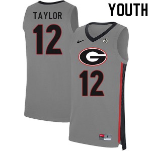 Youth Josh Taylor Gray UGA #12 Basketball Jersey