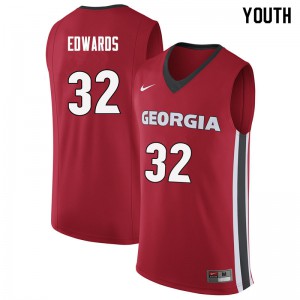 Youth Mike Edwards Red University of Georgia #32 Player Jersey