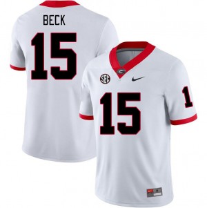 Mens Carson Beck White University of Georgia #15 Embroidery Jersey